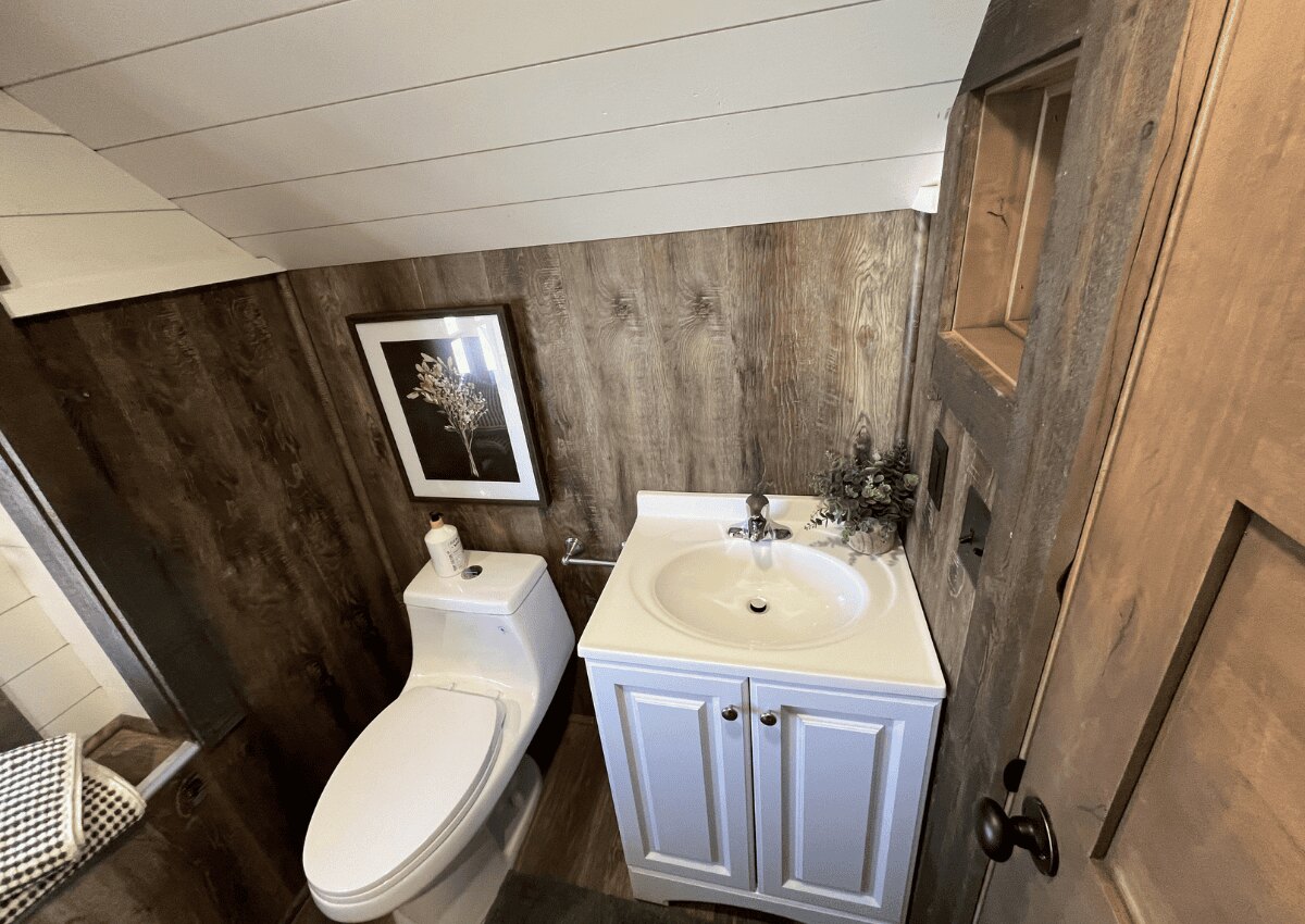 Real Conestoga-style wagon private bathroom