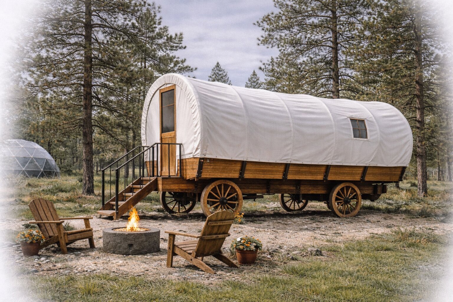 Artist rendering of a Conestoga-style vacation home